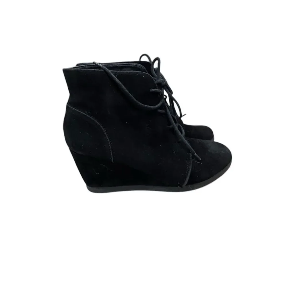 Madden Girl Women's Black Wedge Ankle Boots, Size 9